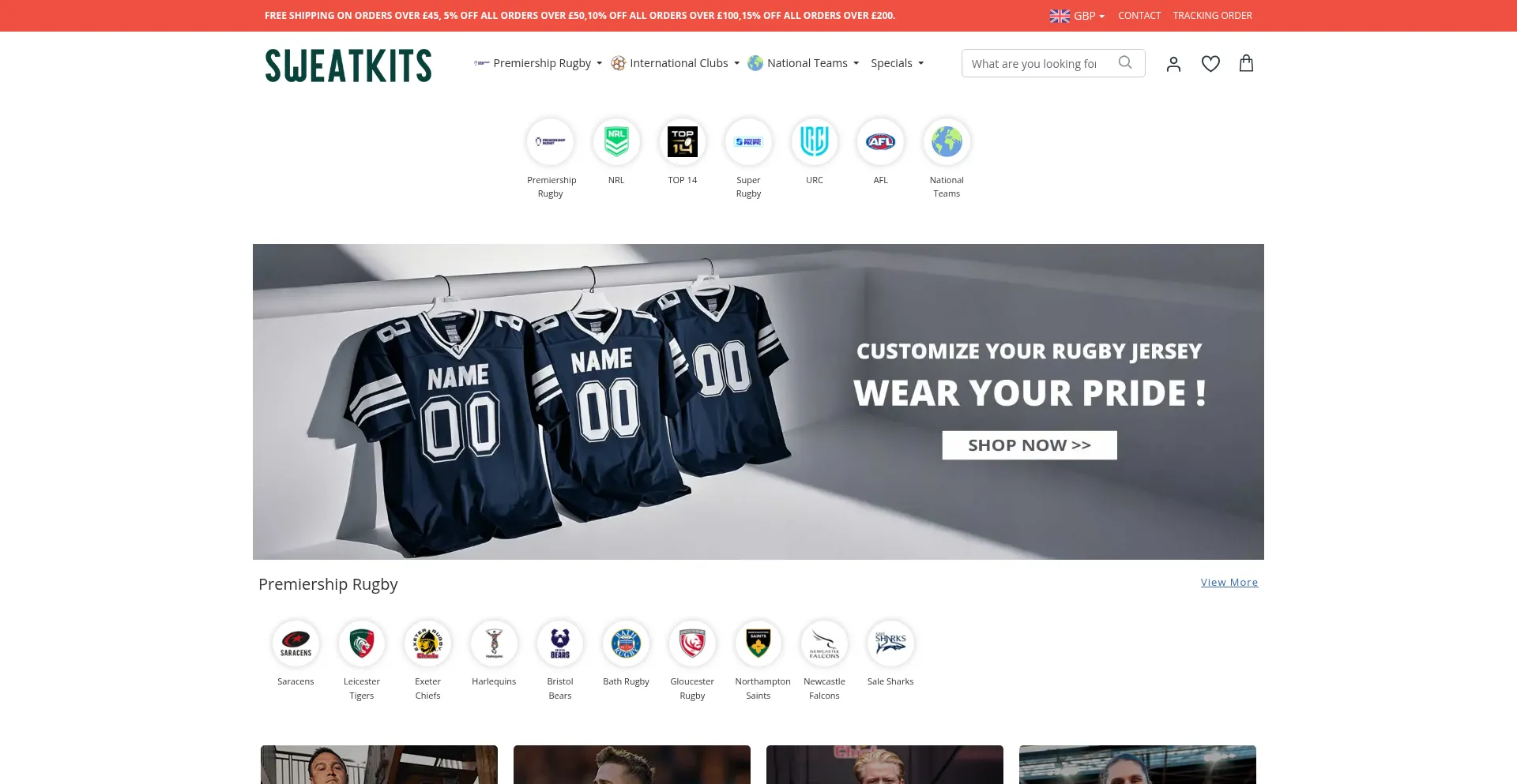 Website screenshot of Sweatkits.com
