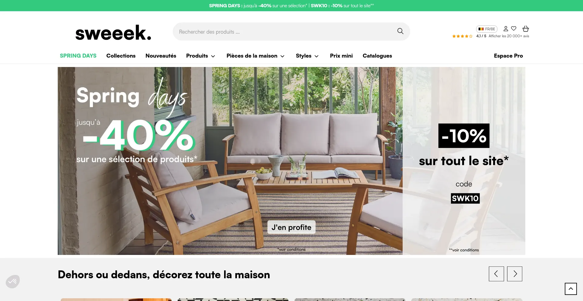 Website screenshot of Sweeek.be