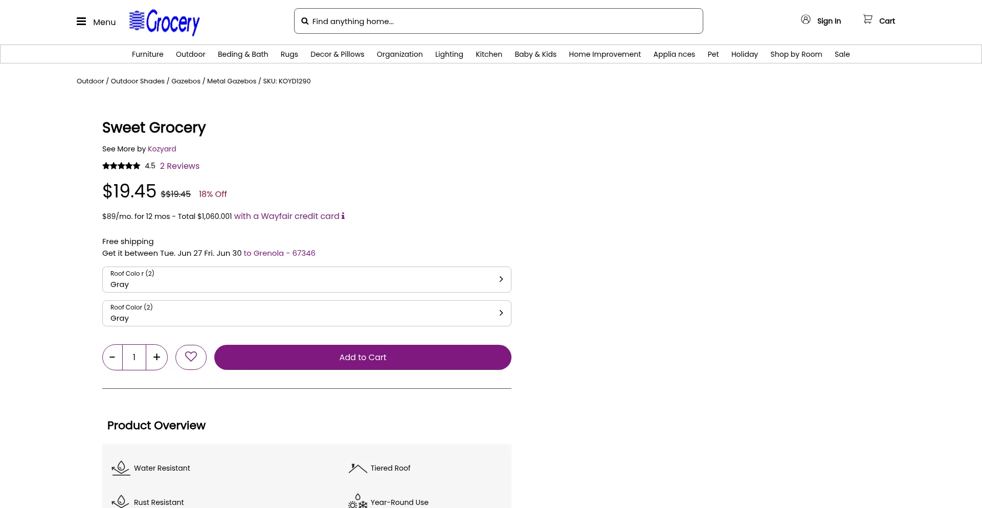 Website screenshot of Sweetgrocerybw.com