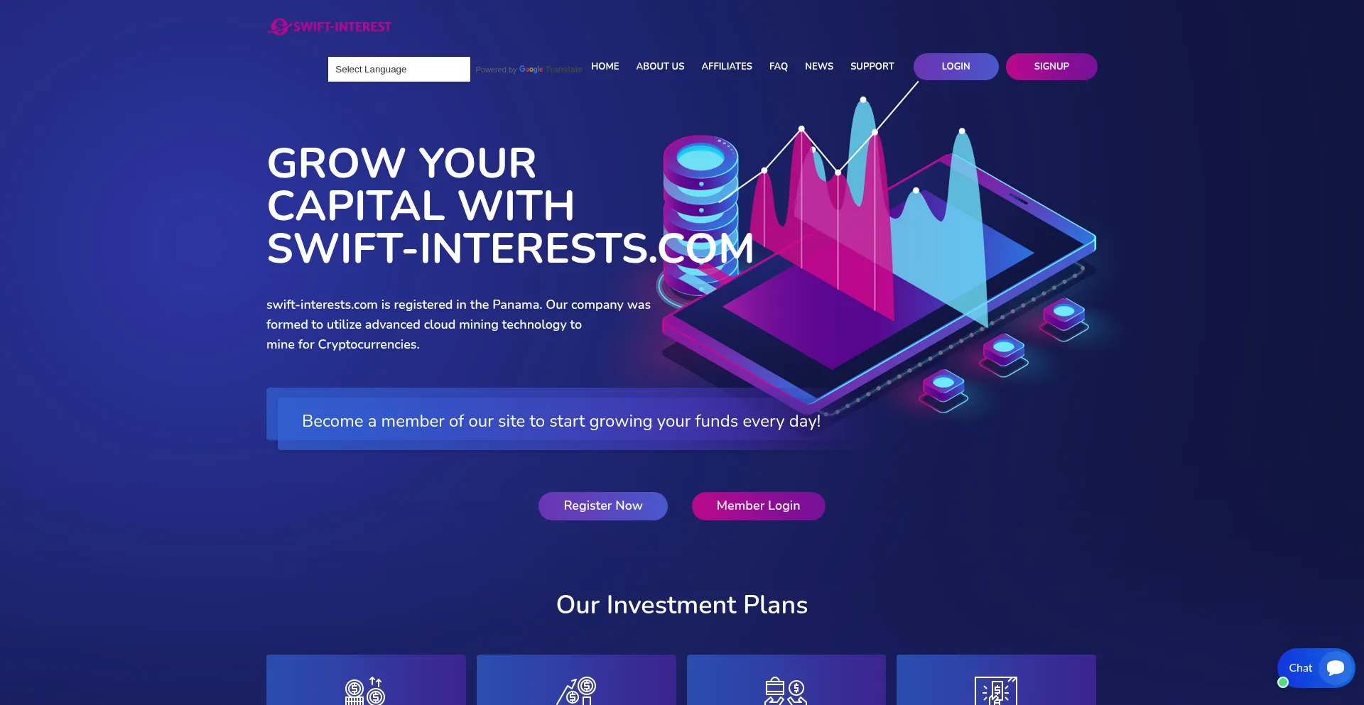 Website screenshot of Swift-interests.com