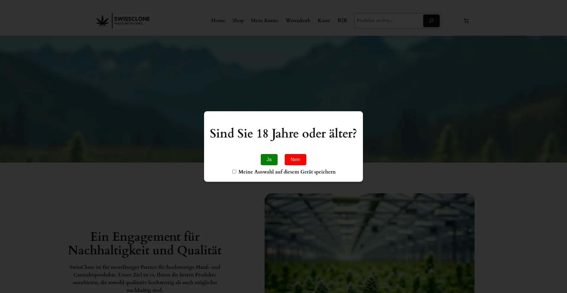 Website screenshot of Swissclone.ch