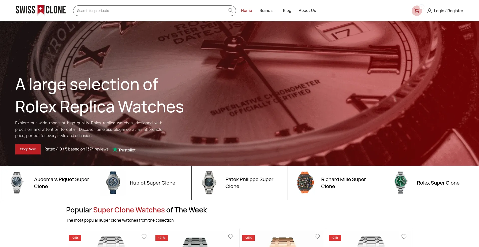 Website screenshot of Swisssuperclone.com