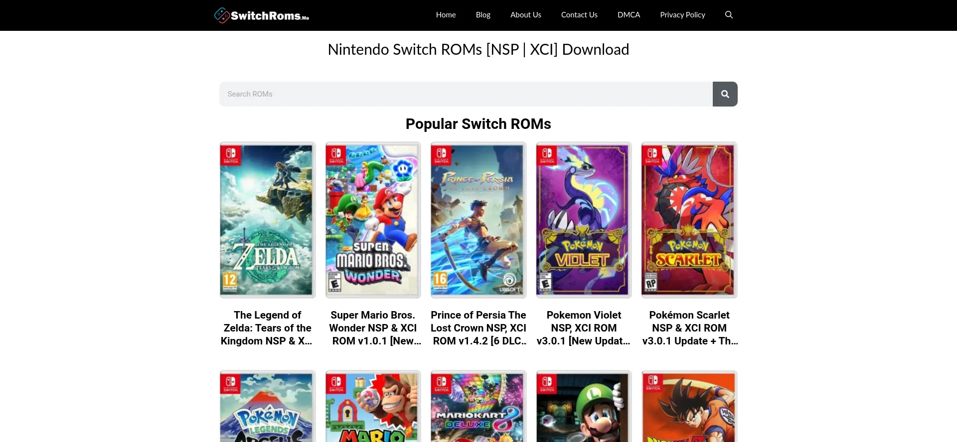 Website screenshot of Switchroms.me