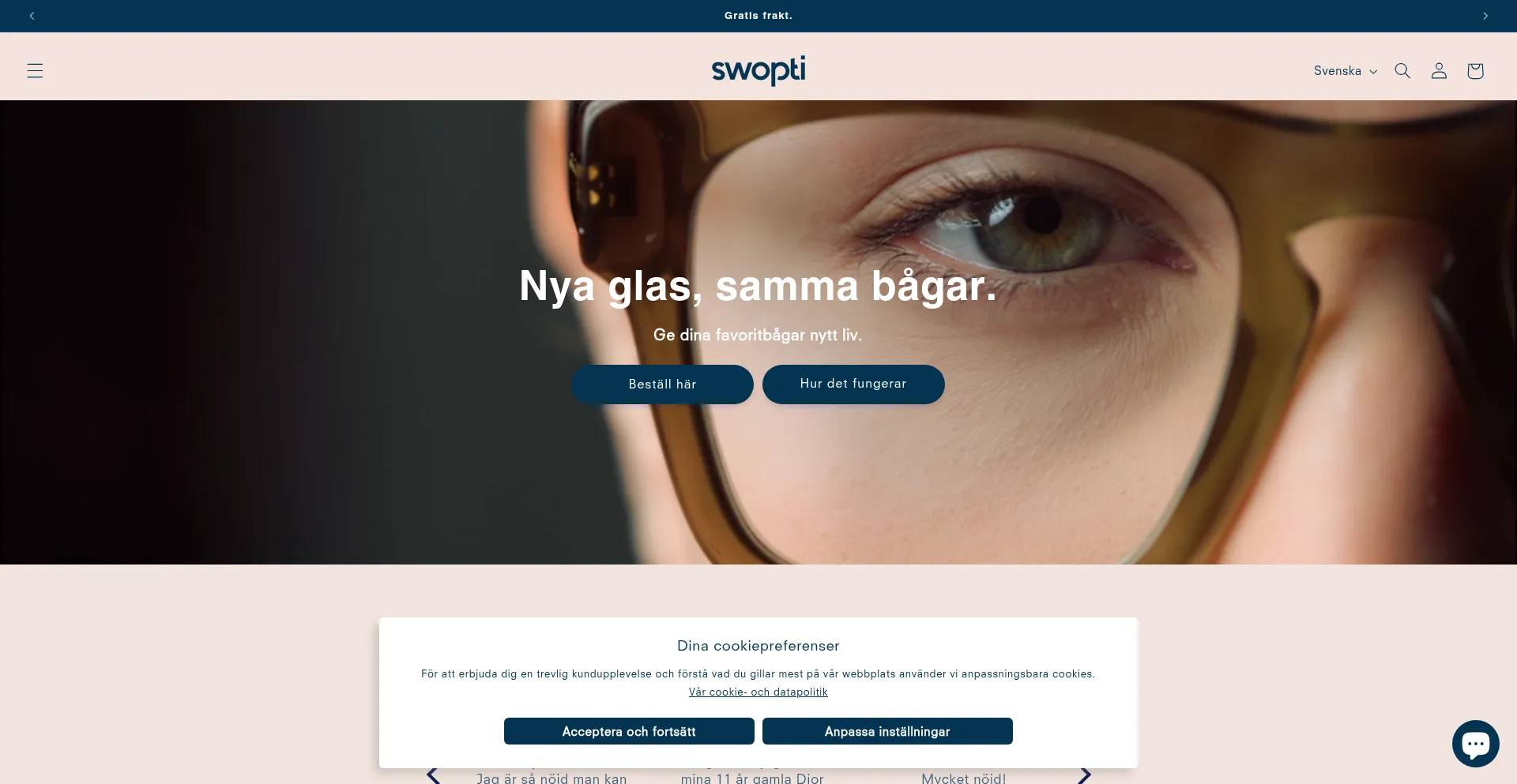 Website screenshot of Swopti.se