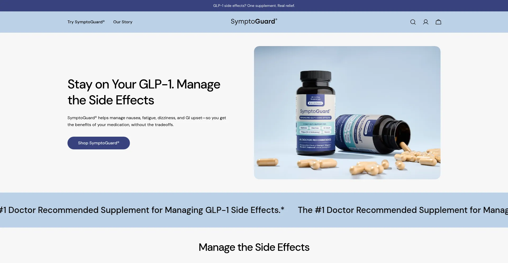Website screenshot of Symptoguard.com
