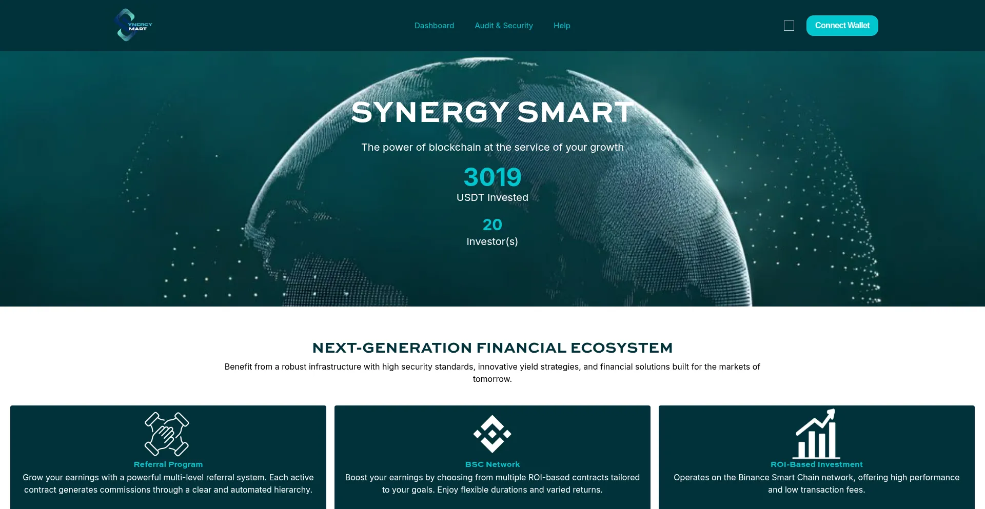 Website screenshot of Synergysmart.io
