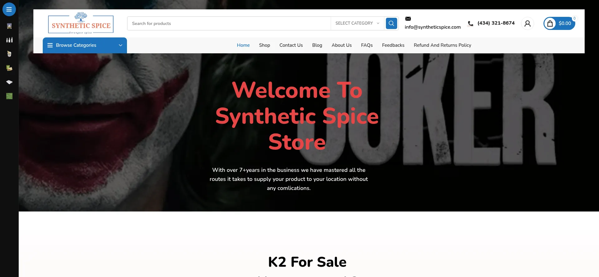 Website screenshot of Syntheticspice.com