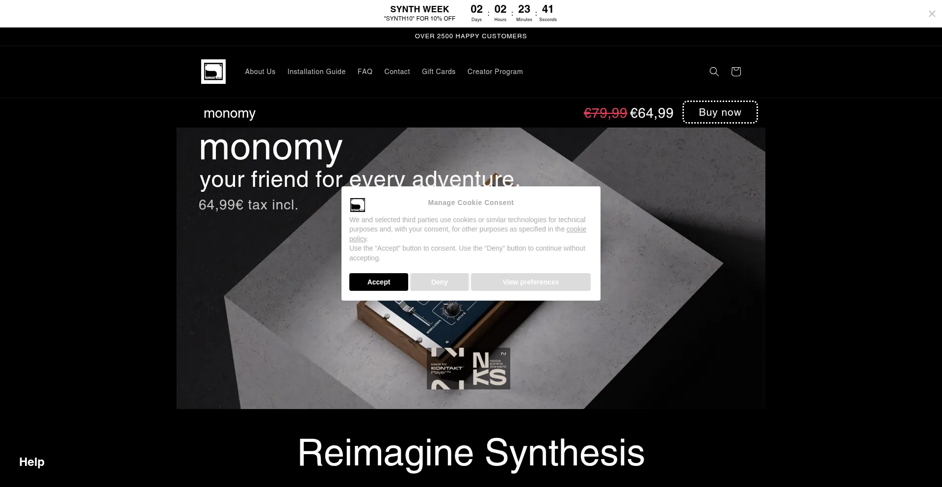 Website screenshot of Synthonicaudio.com