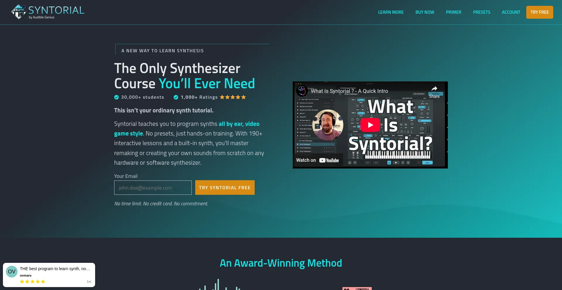 Website screenshot of Syntorial.com