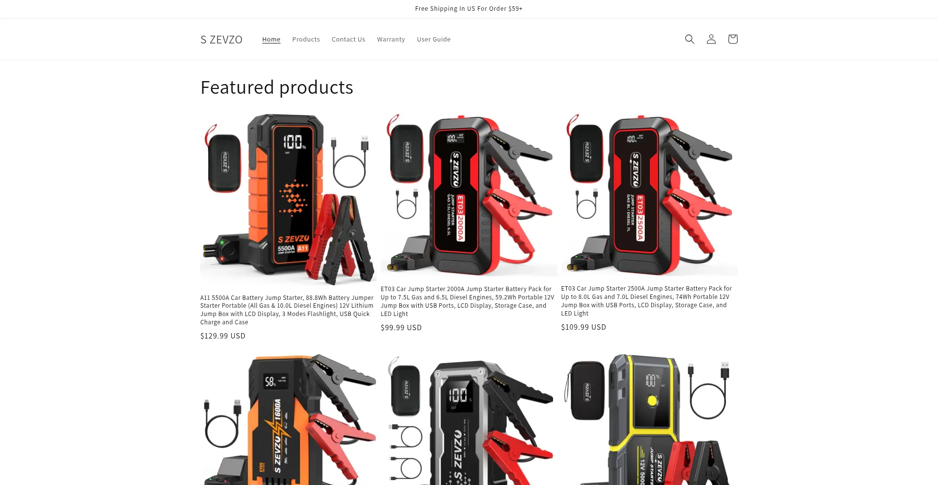 Website screenshot of Szevzoshop.com