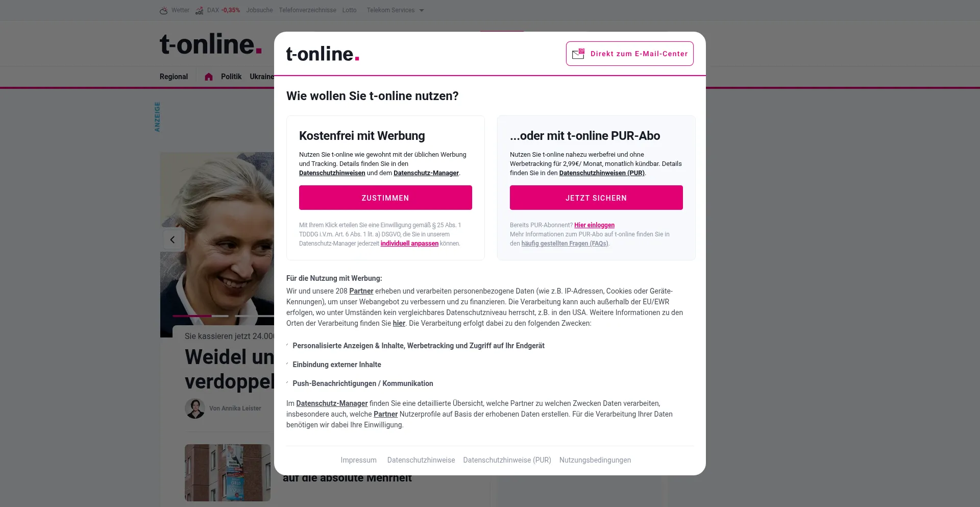 T-online.de Screenshot