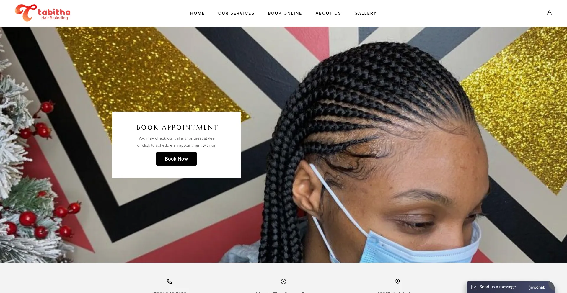 Website screenshot of Tabithahairbraidingsalon.shop