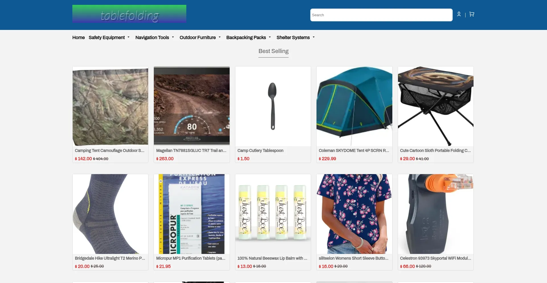 Website screenshot of Tablefolding.shop