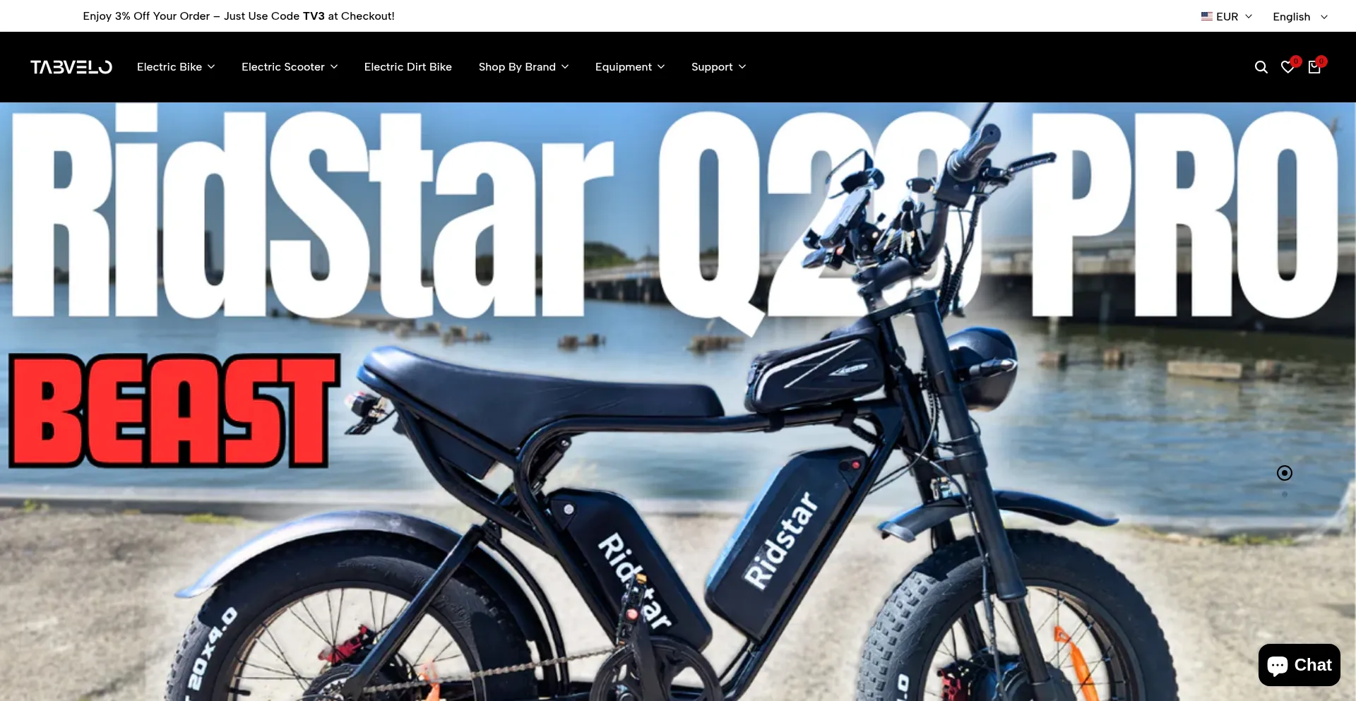 Website screenshot of Tabvelo.com