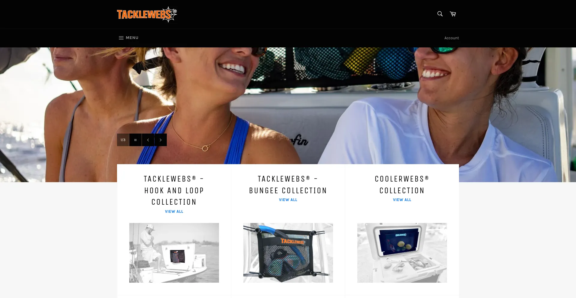 Website screenshot of Tacklewebs.com