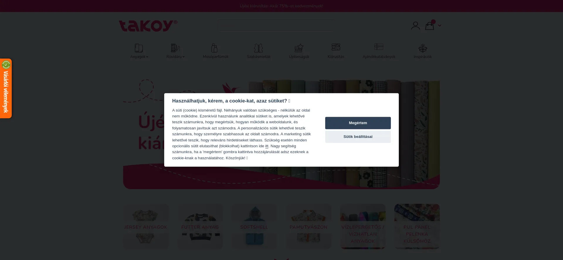 Website screenshot of Takoy.hu