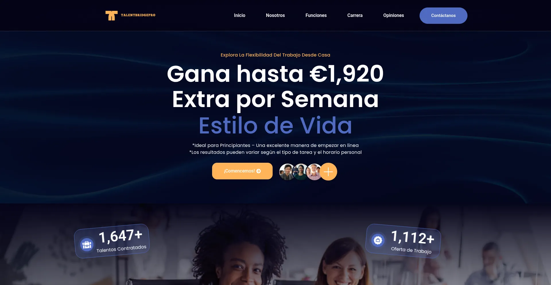 Website screenshot of Talentbridgepro.online