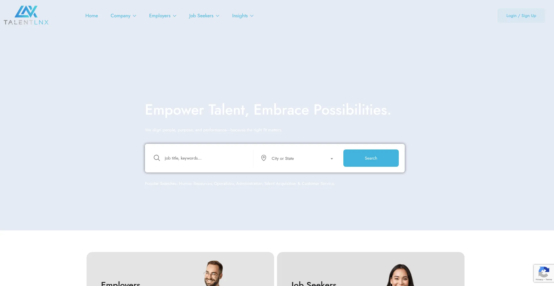 Website screenshot of Talentlnx.com