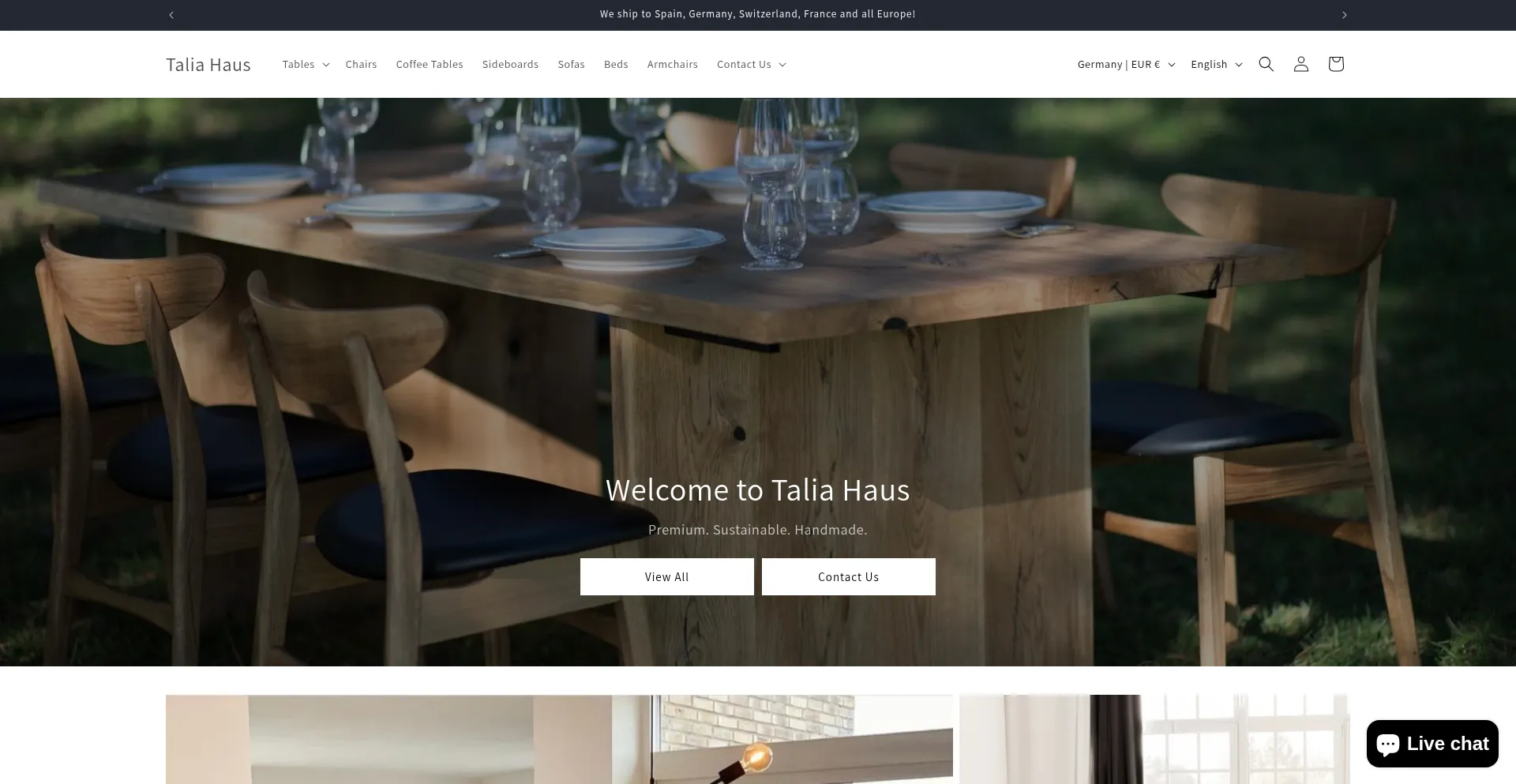 Website screenshot of Taliahaus.com