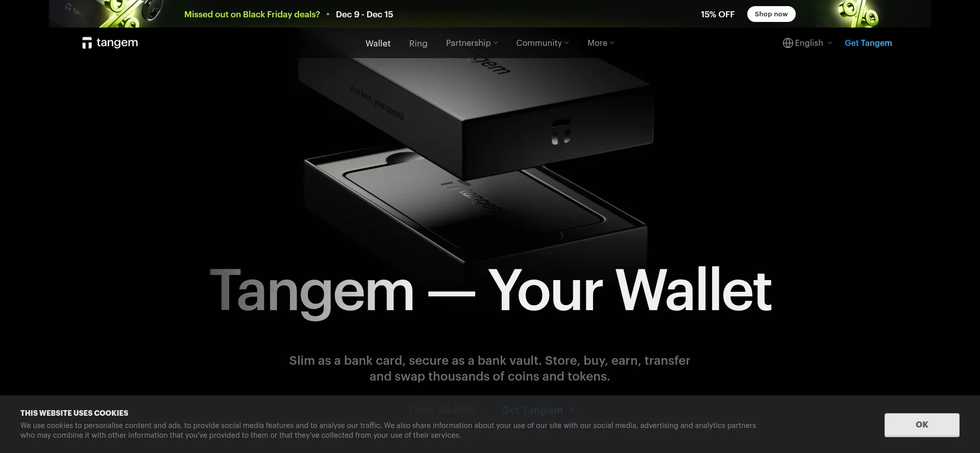 Website screenshot of Tangem.com