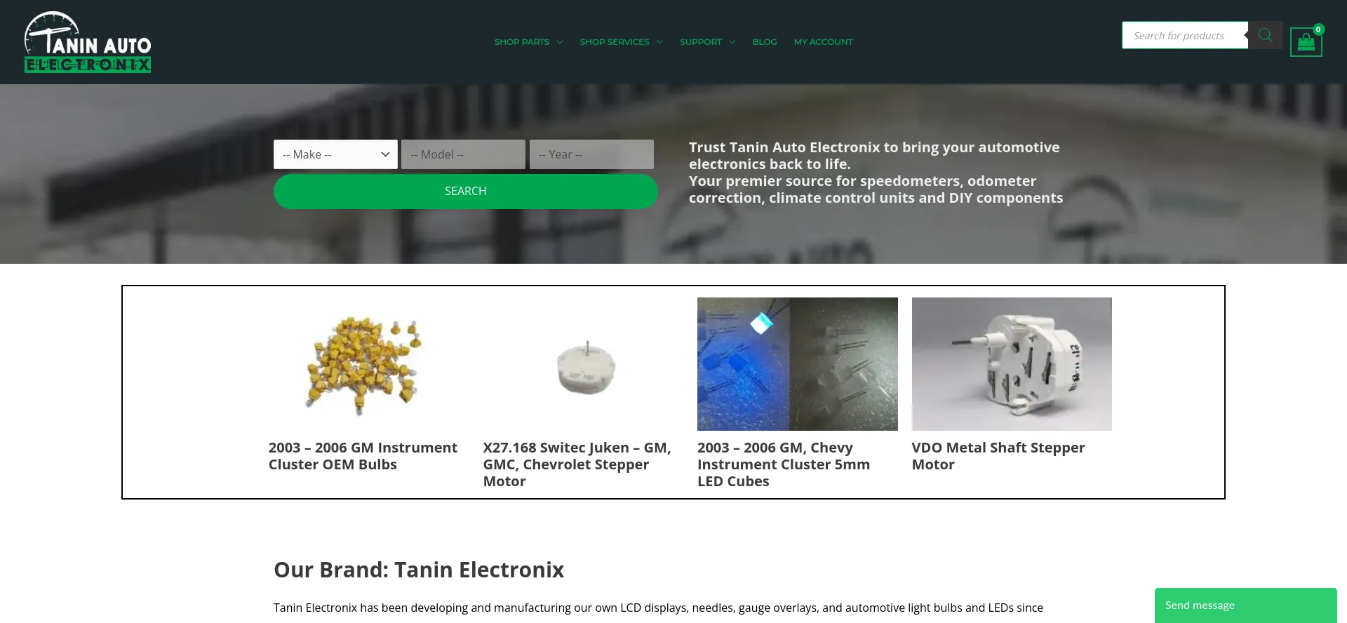 Website screenshot of Taninautoelectronix.com