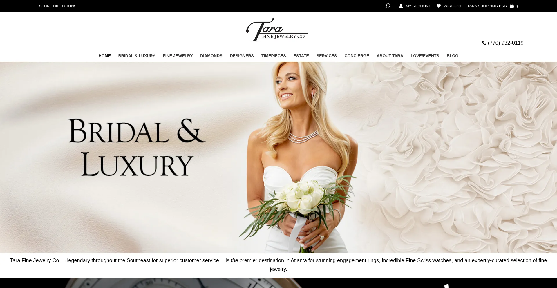 Website screenshot of Tarafinejewelry.com