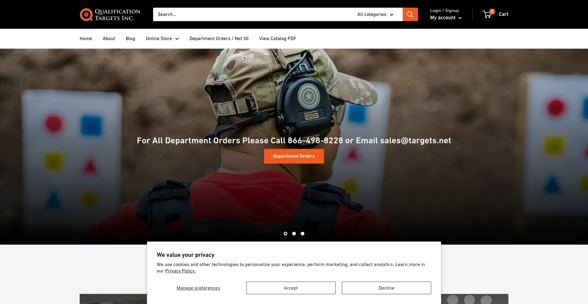 Website screenshot of Targets.net