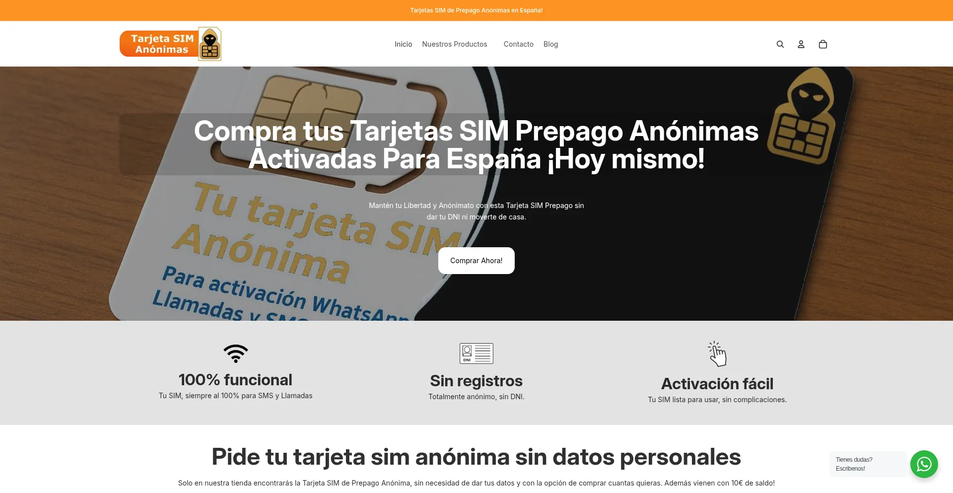 Tarjetasimanonimas.com