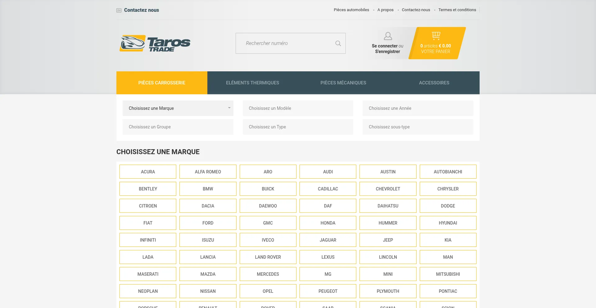 Website screenshot of Tarostrade.fr