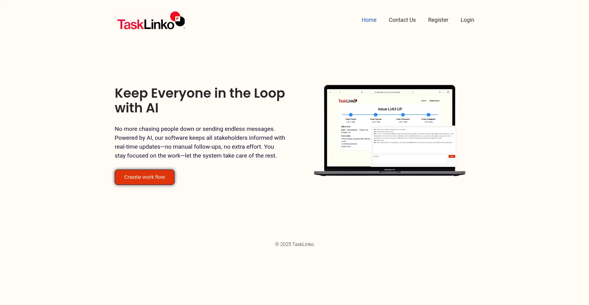 Website screenshot of Tasklinko.com