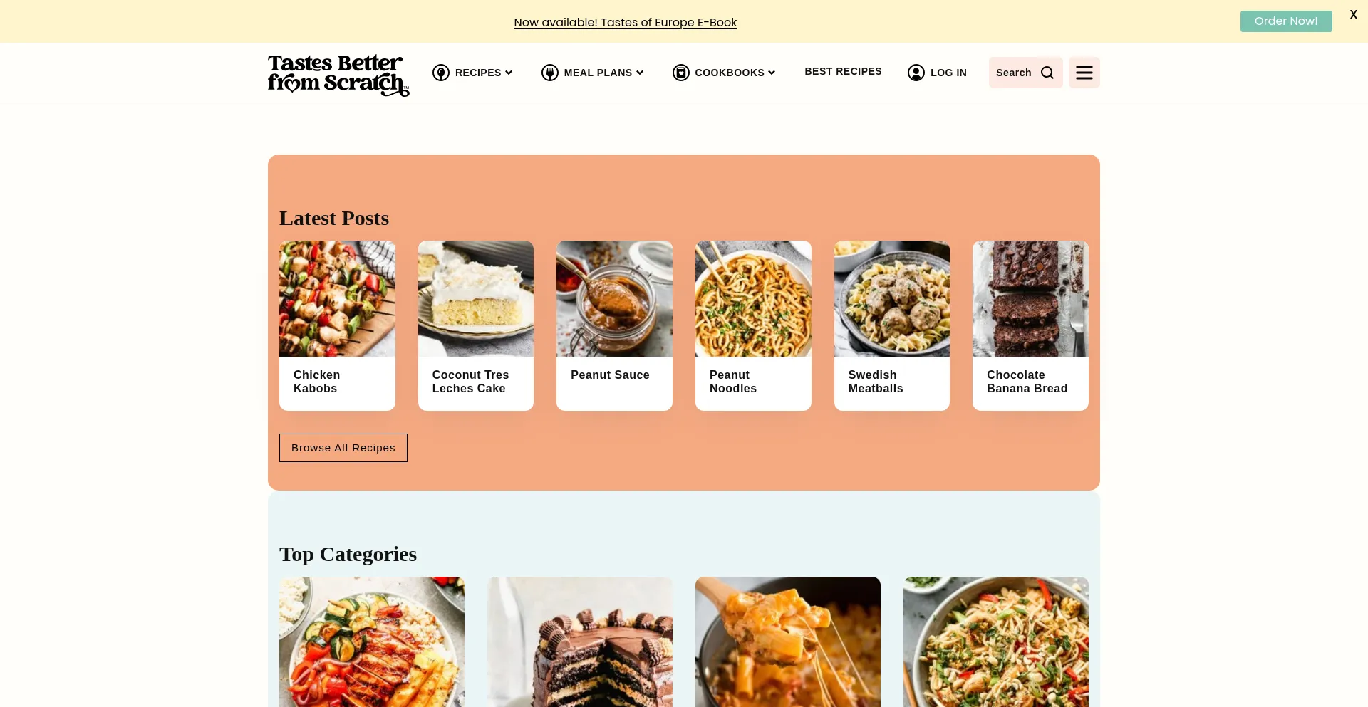 Website screenshot of Tastesbetterfromscratch.com