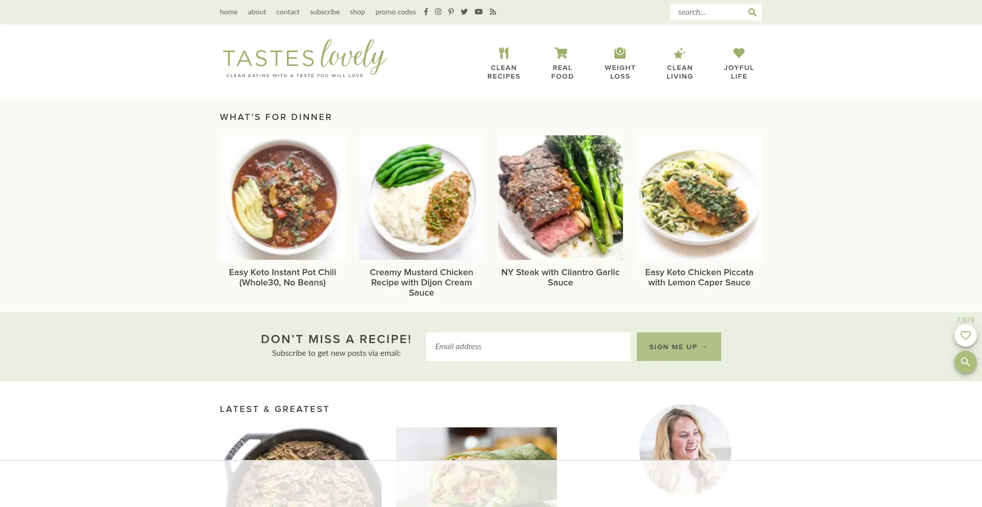 Website screenshot of Tasteslovely.com