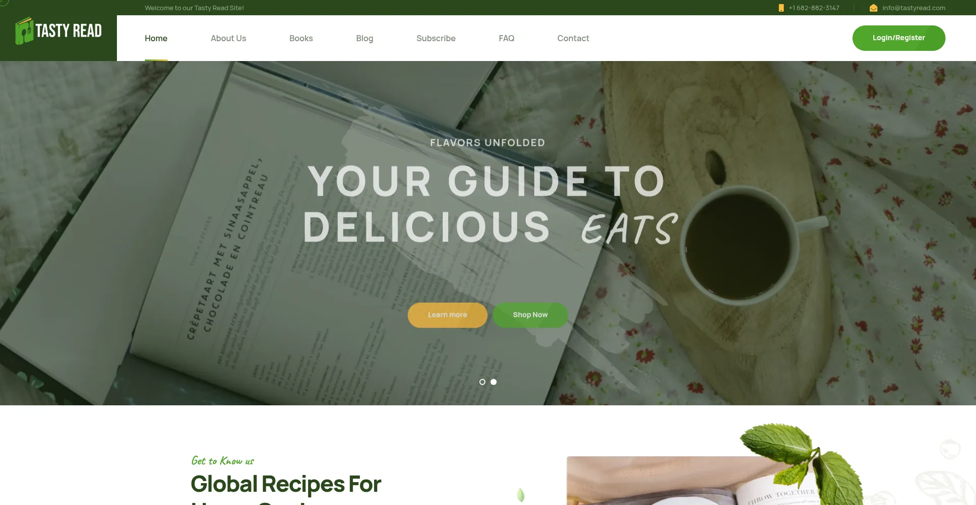 Website screenshot of Tastyread.com