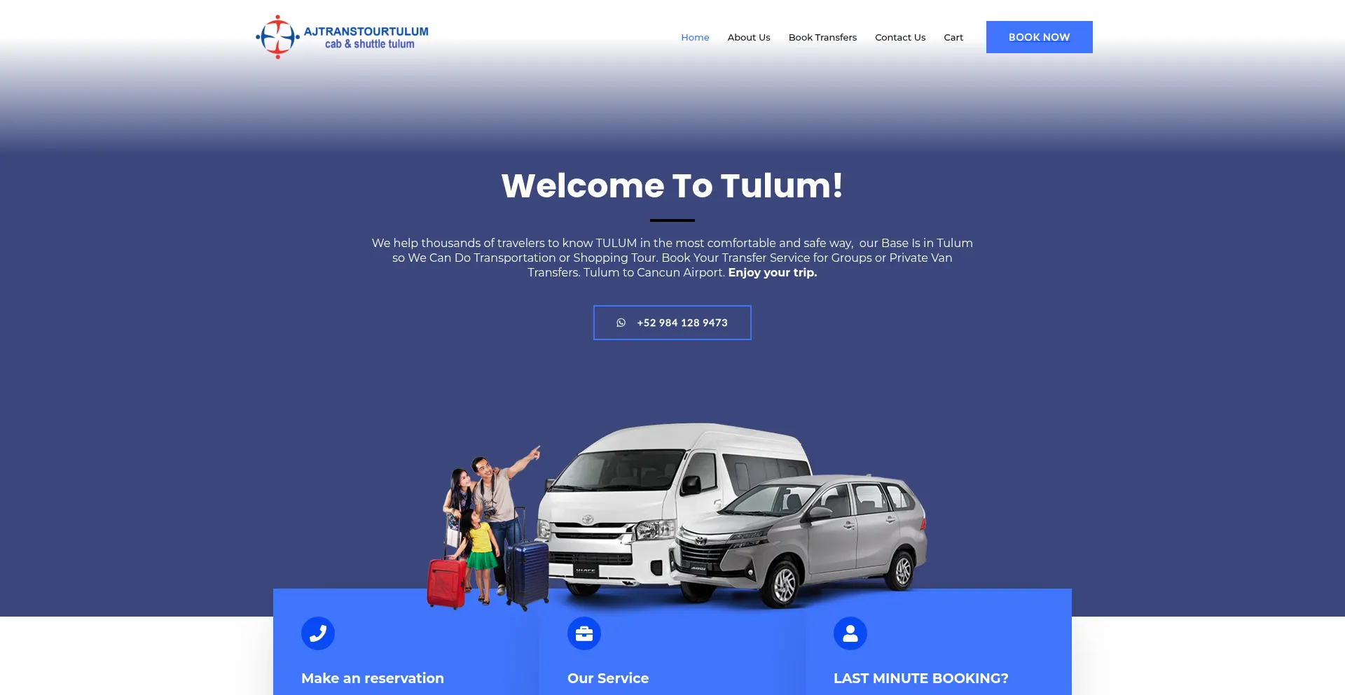 Website screenshot of Taxitulumprivatetransfers.com