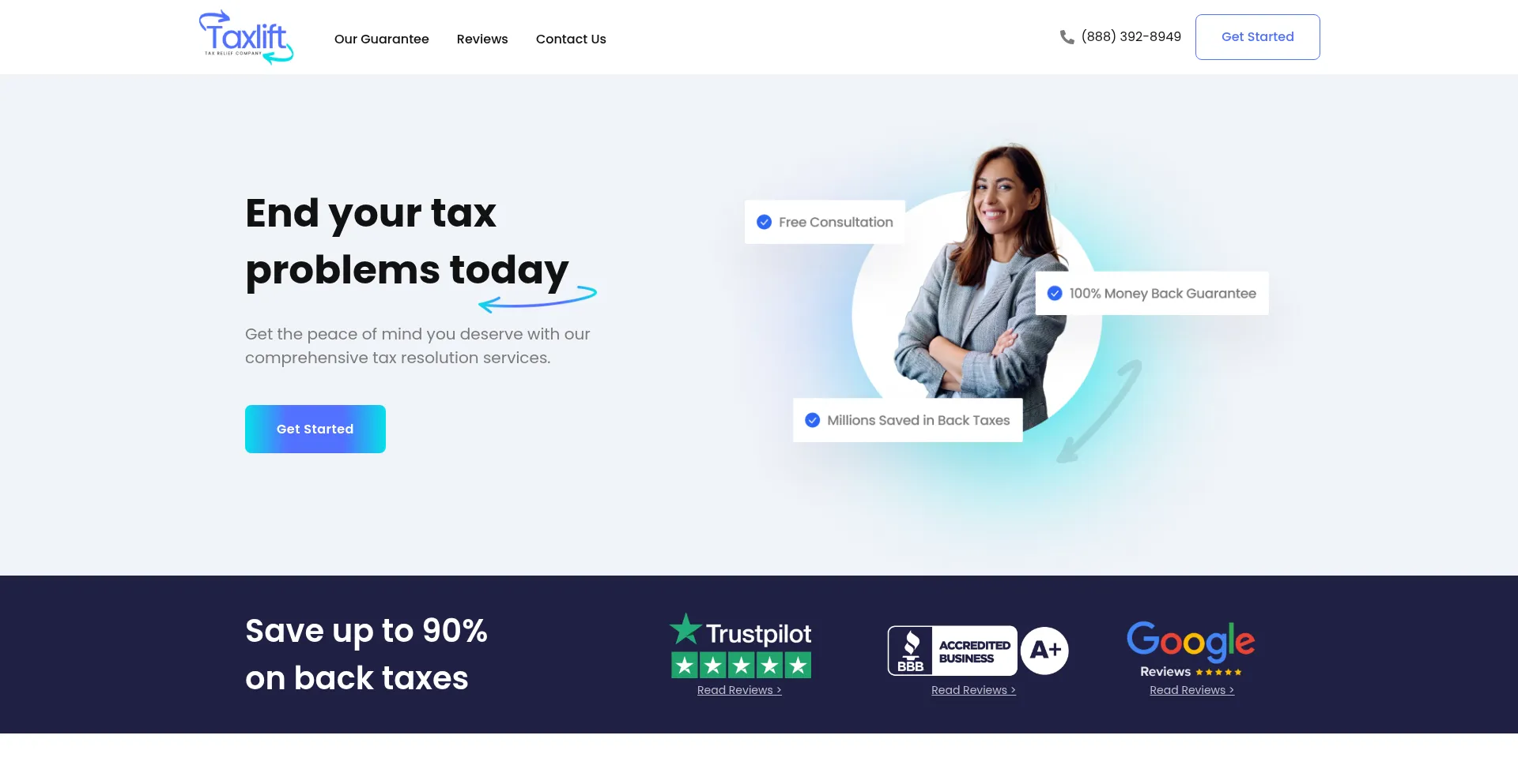 Website screenshot of Taxlift.com
