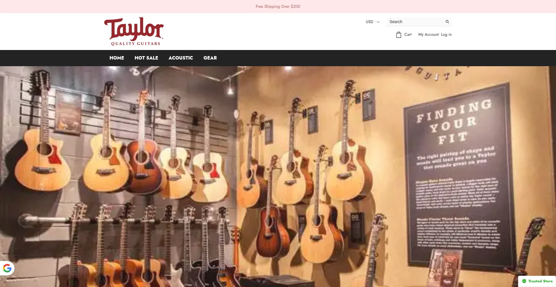 Website screenshot of Taylorguitarswarehouse.shop