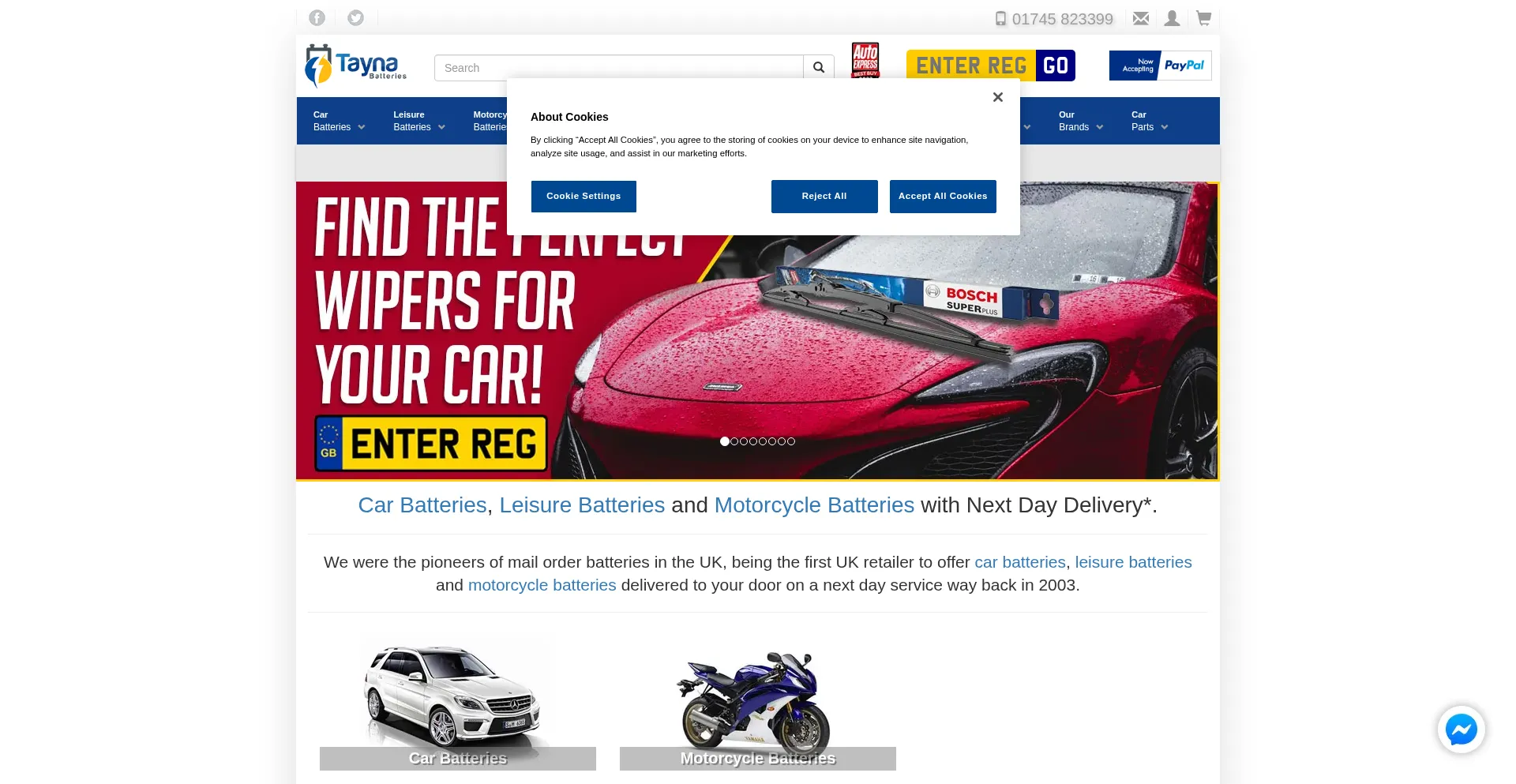 Website screenshot of Tayna.co.uk
