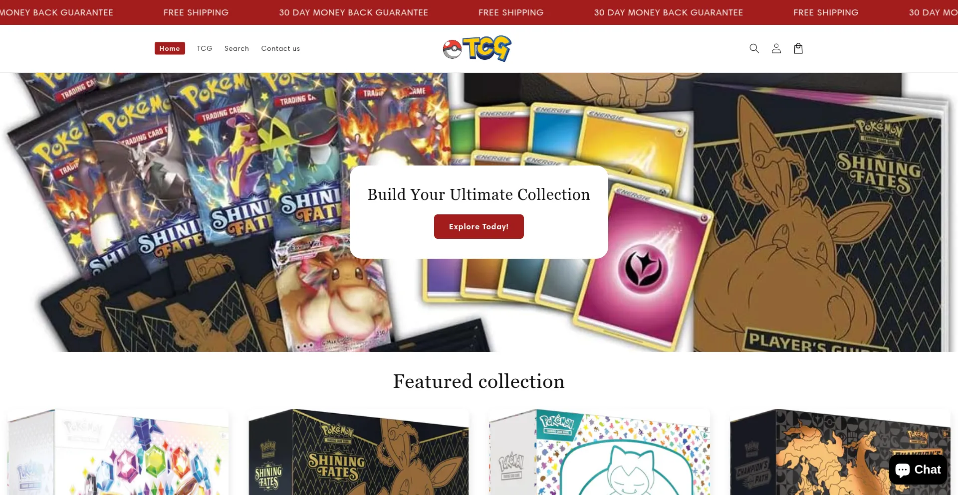 Website screenshot of Tcgoldz.shop