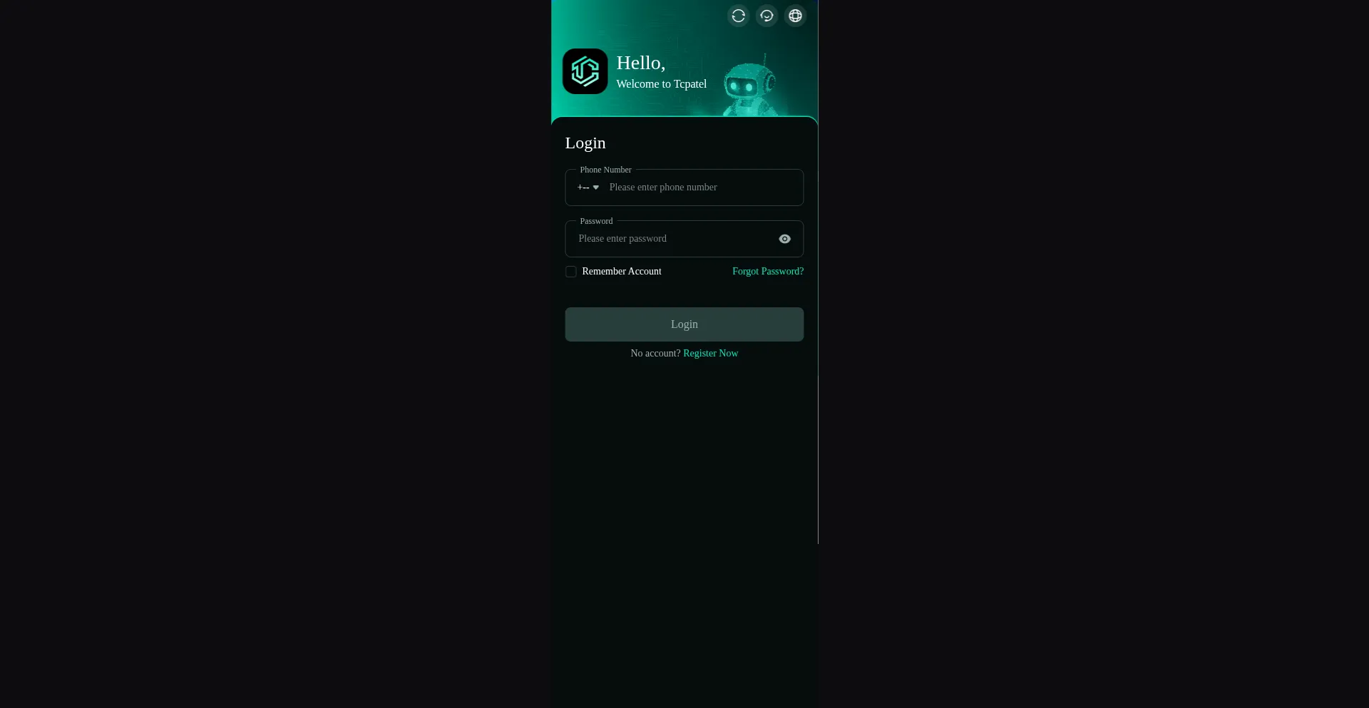 Website screenshot of Tcpatelss.vip