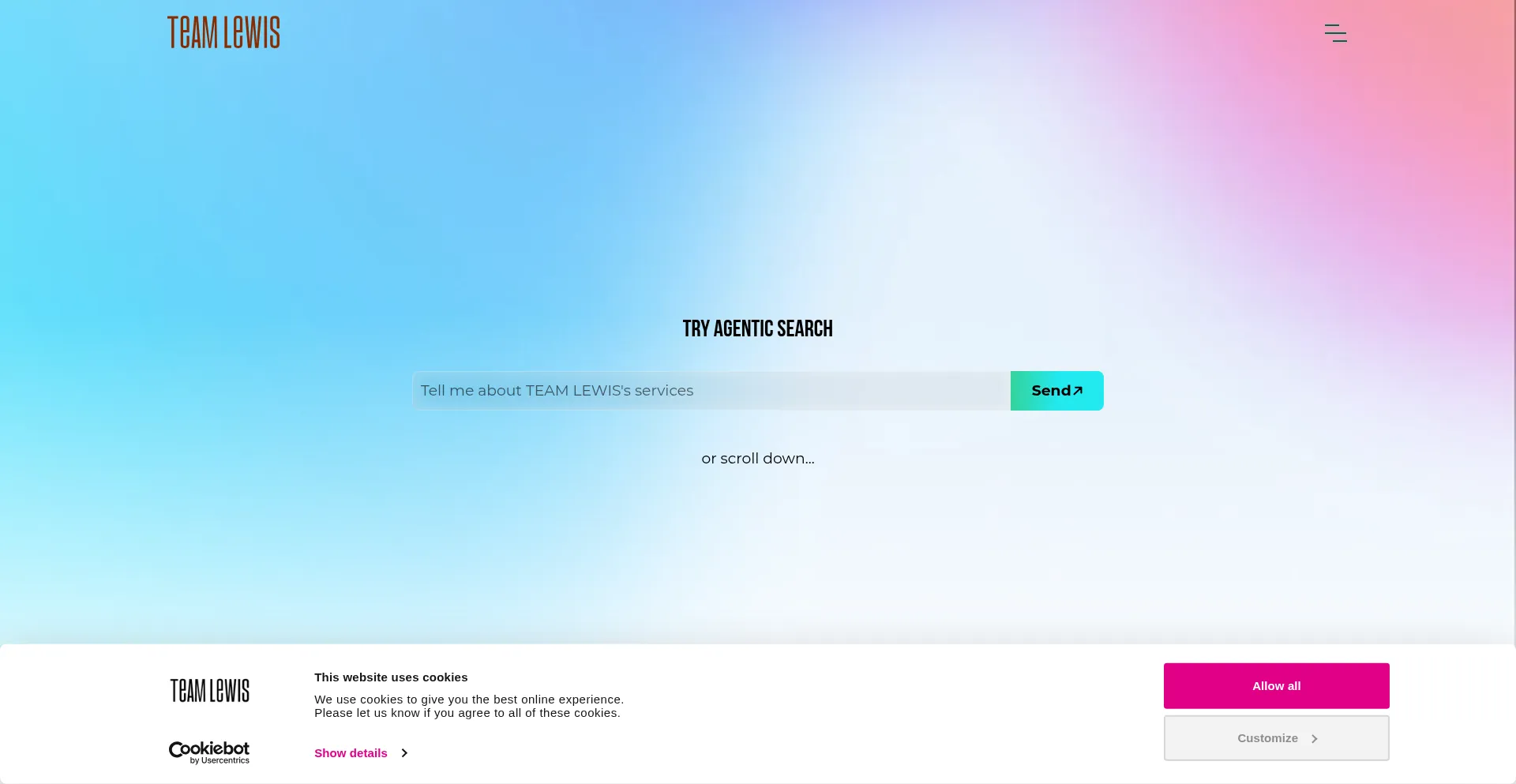 Website screenshot of Teamlewis.com