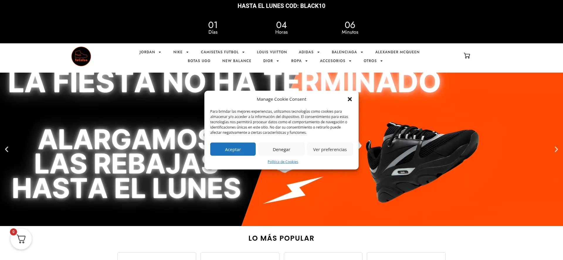 Website screenshot of Tecalzoshoes.com