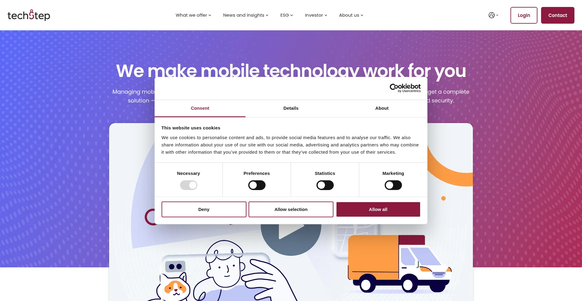 Website screenshot of Techstep.io