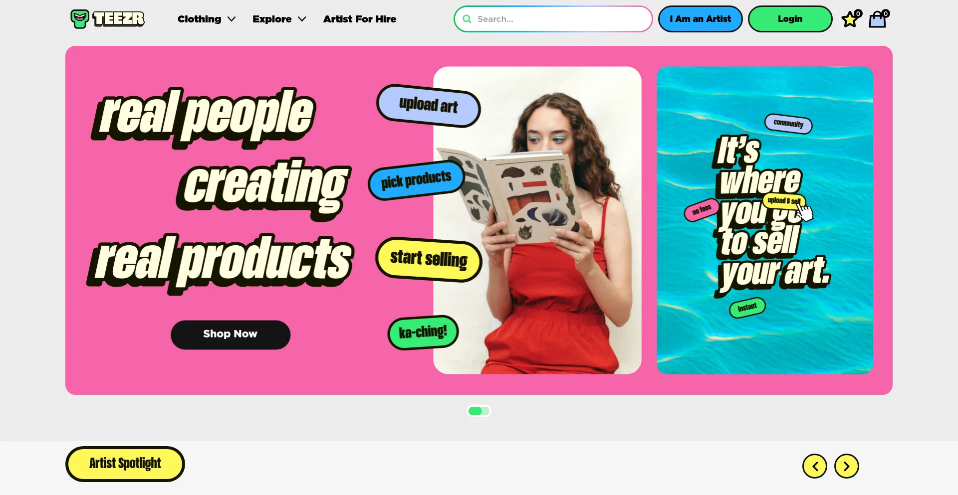 Website screenshot of Tee-zr.com