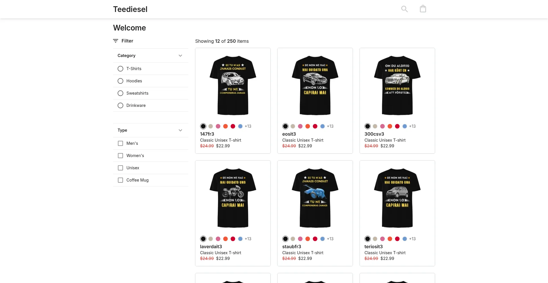 Website screenshot of Teediesel.com