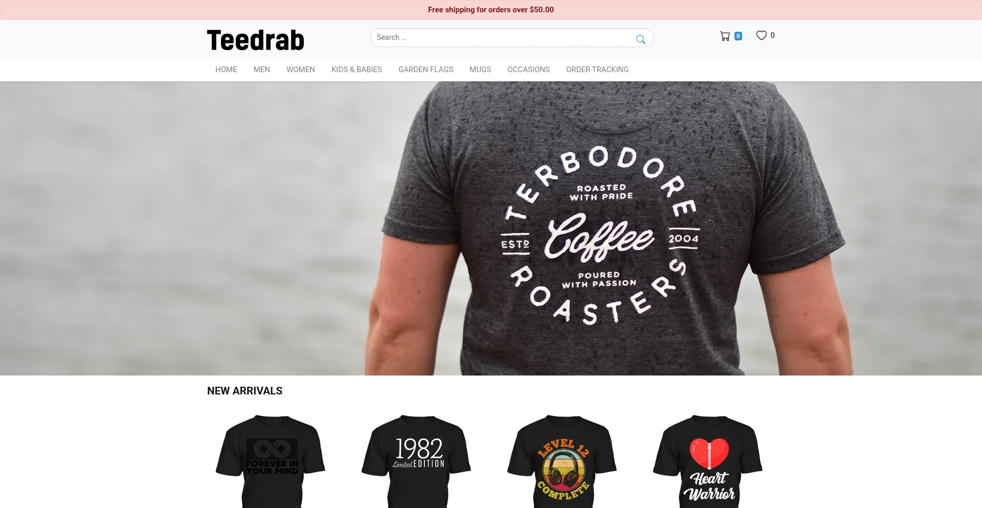 Website screenshot of Teedrab.com