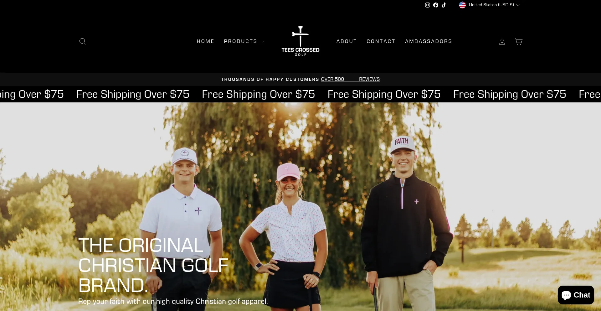 Website screenshot of Teescrossedgolf.com