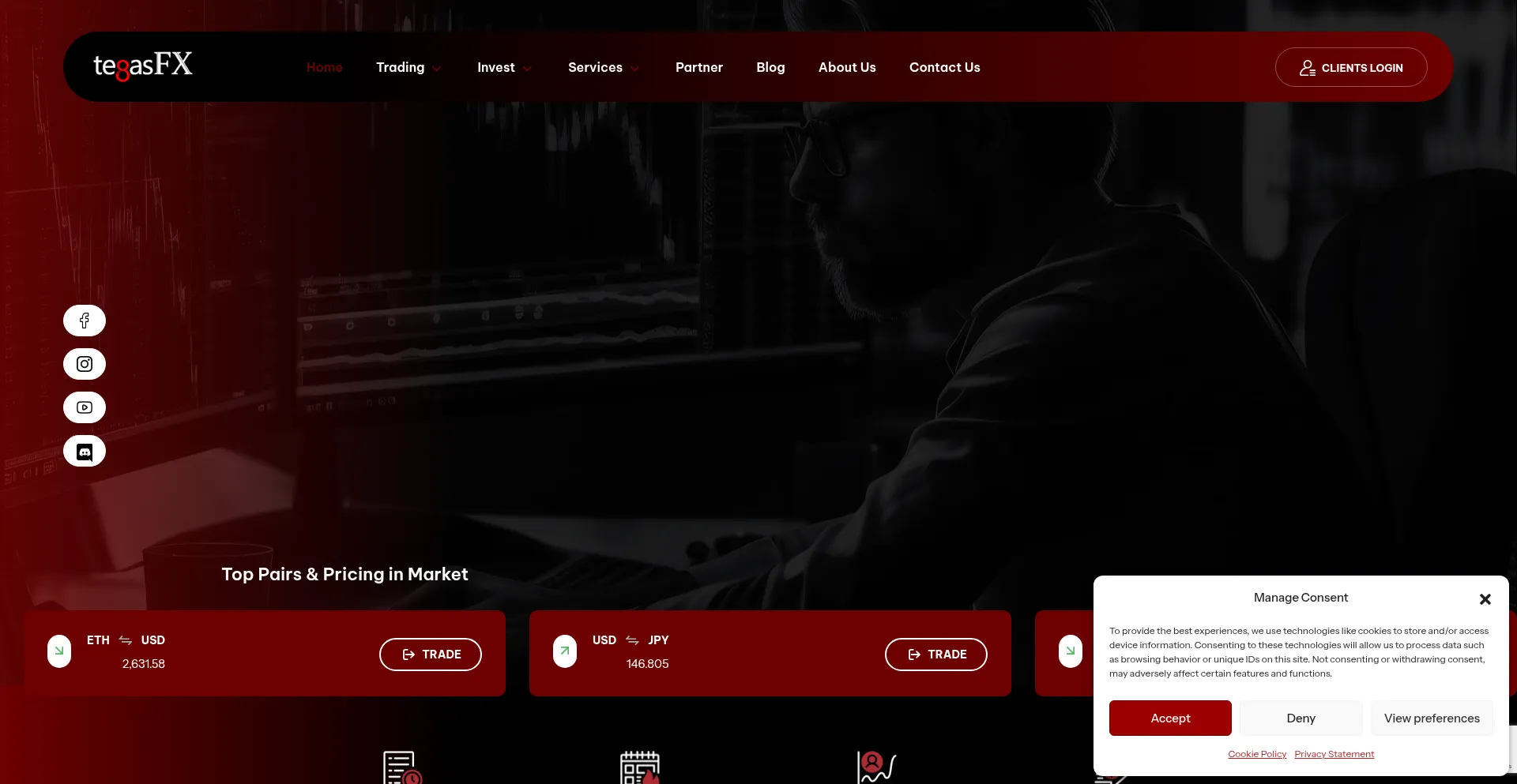 Website screenshot of Tegasfx.com