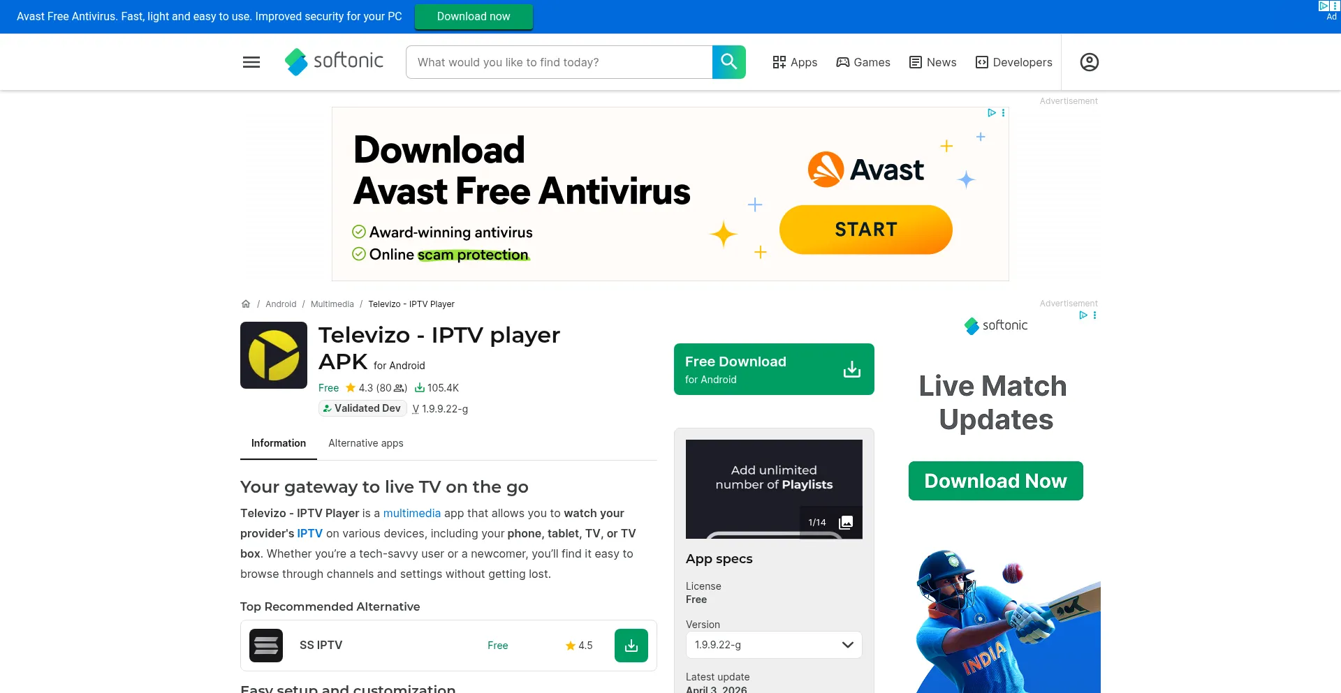 Televizo-iptv-player.en.softonic.com