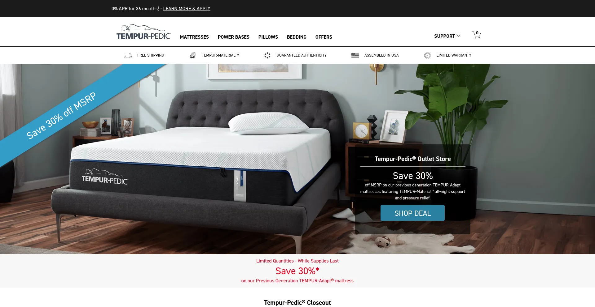 Tempurpedicoutlet.com Screenshot