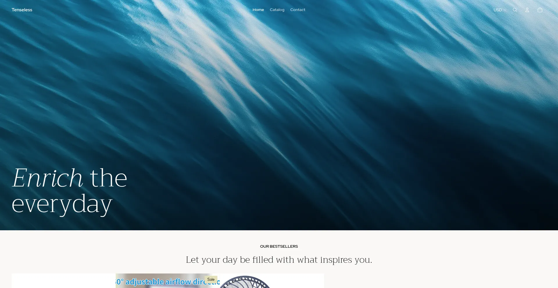 Website screenshot of Tenseless-store.com